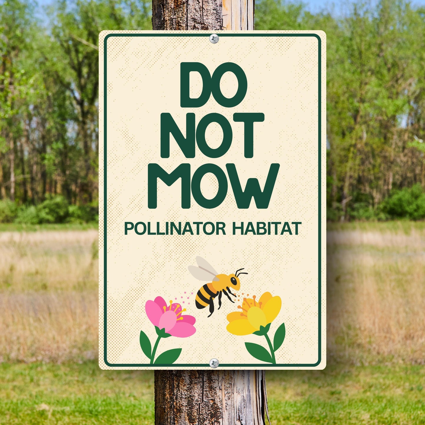 Do Not Mow Pollinator Habitat Sign - Metal Outdoor Yard Decor - Gift for Gardener