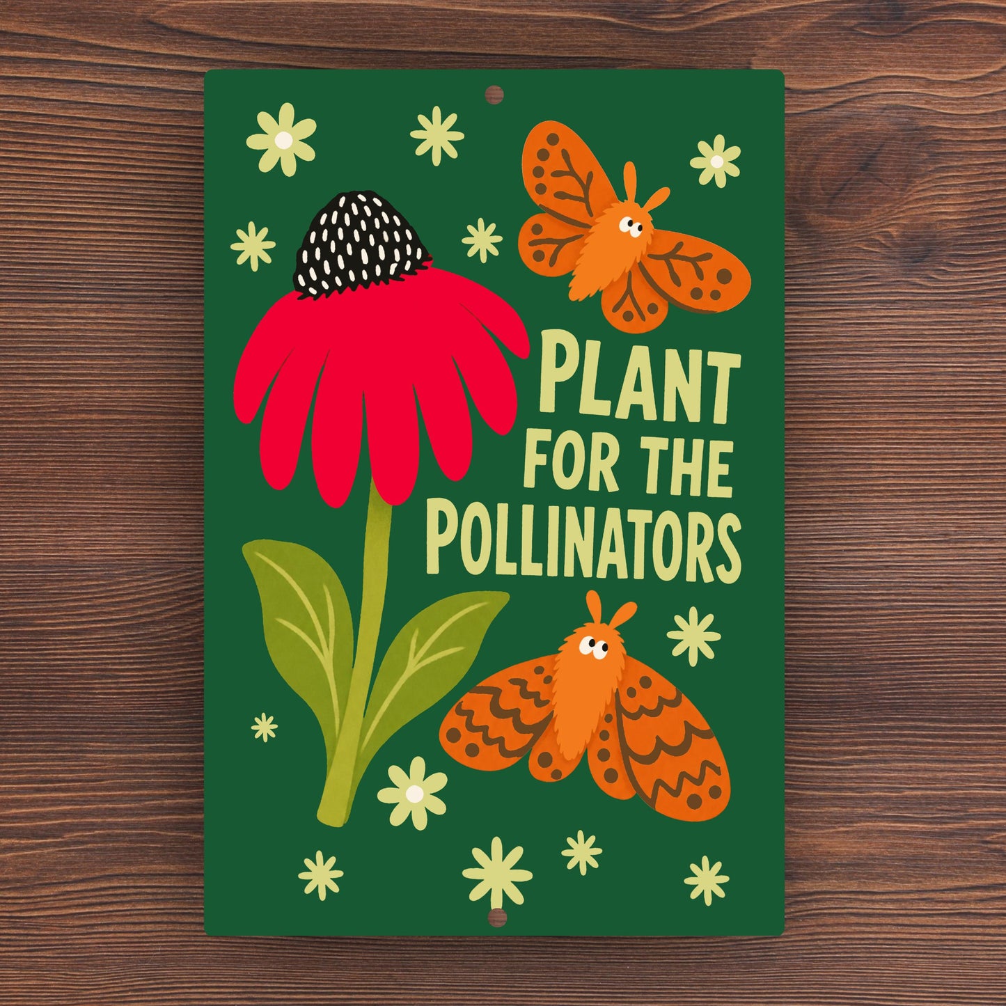 Plant For Pollinators Metal Sign - Outdoor Aluminum Yard Decor - Gift for Teachers