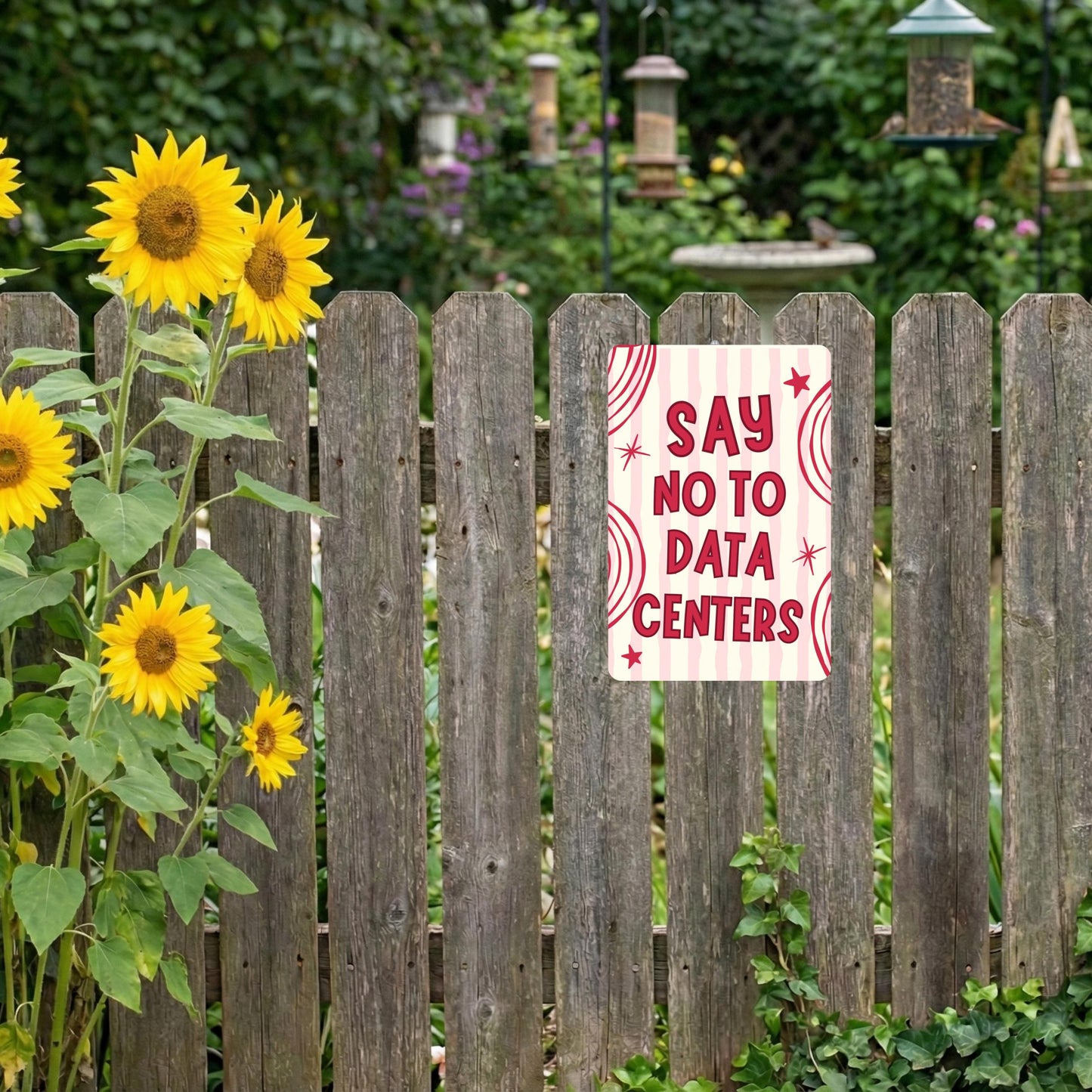 Say No To Data Centers Metal Sign - Anti AI Yard Art - Conservation Protest Sign - Outdoor Decor