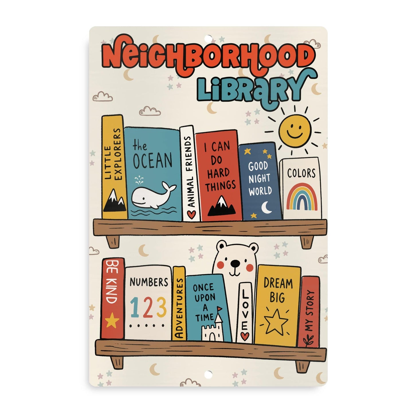 Neighborhood Library Metal Sign - Outdoor Yard Art Decor - Gift for Librarian