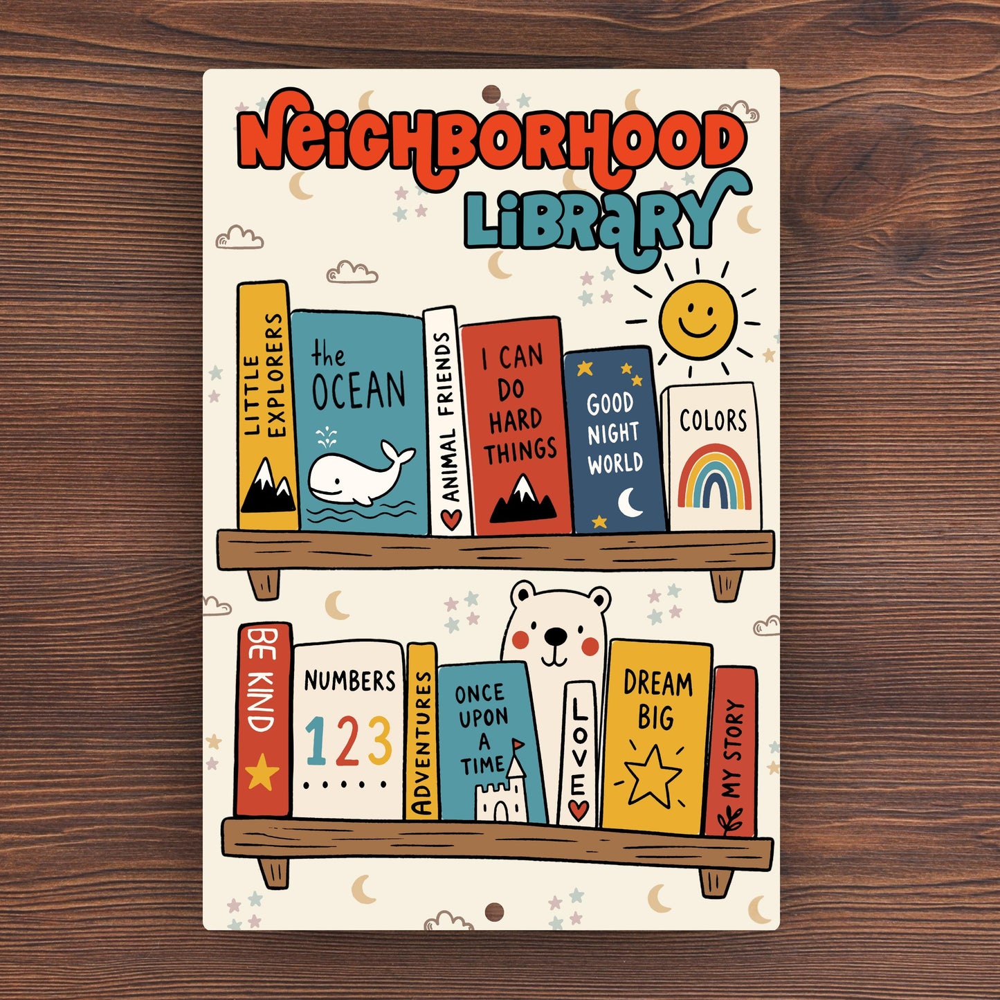 Neighborhood Library Metal Sign - Outdoor Yard Art Decor - Gift for Librarian
