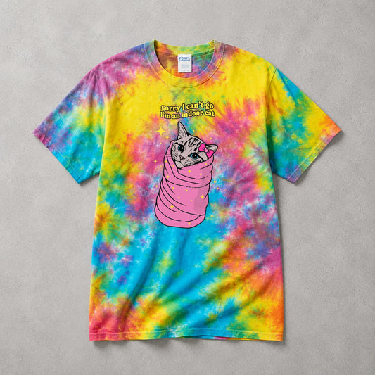Cat Meme Shirt - Sorry I Can't Go I'm an Indoor Cat - Gift for Introverts
