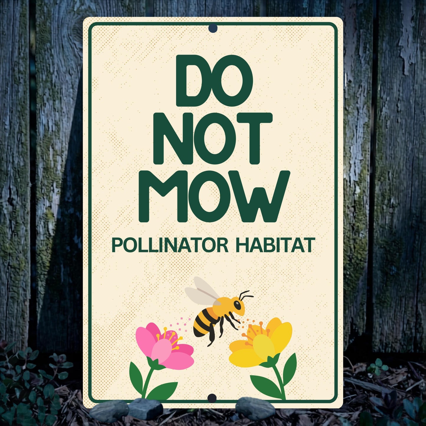 Do Not Mow Pollinator Habitat Sign - Metal Outdoor Yard Decor - Gift for Gardener