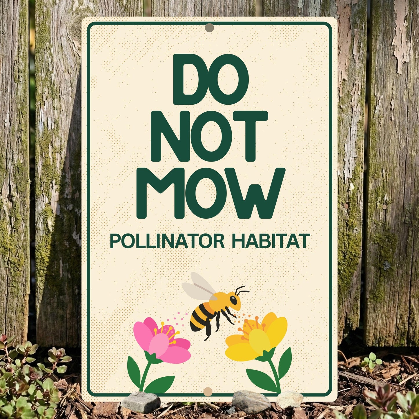 Do Not Mow Pollinator Habitat Sign - Metal Outdoor Yard Decor - Gift for Gardener