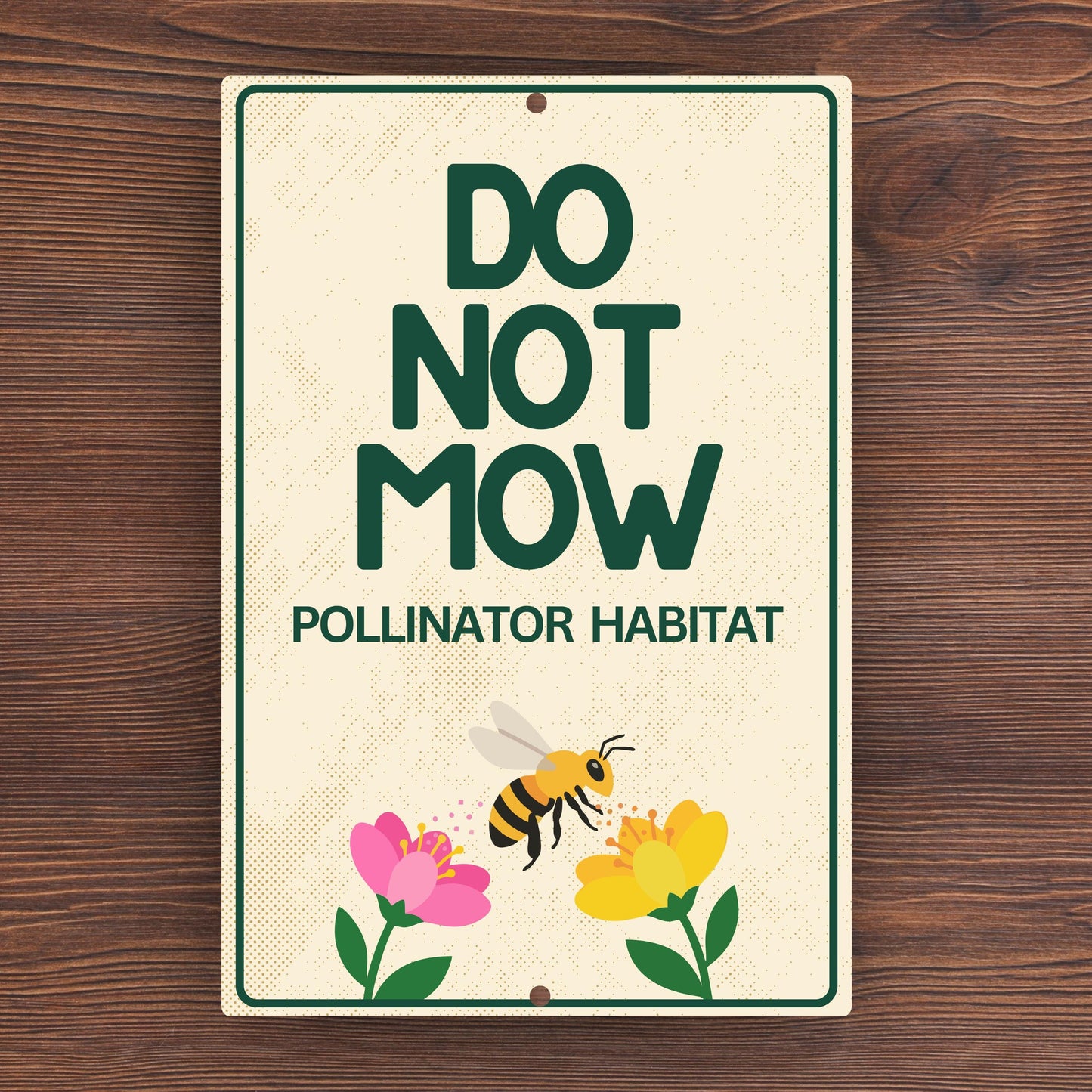 Do Not Mow Pollinator Habitat Sign - Metal Outdoor Yard Decor - Gift for Gardener