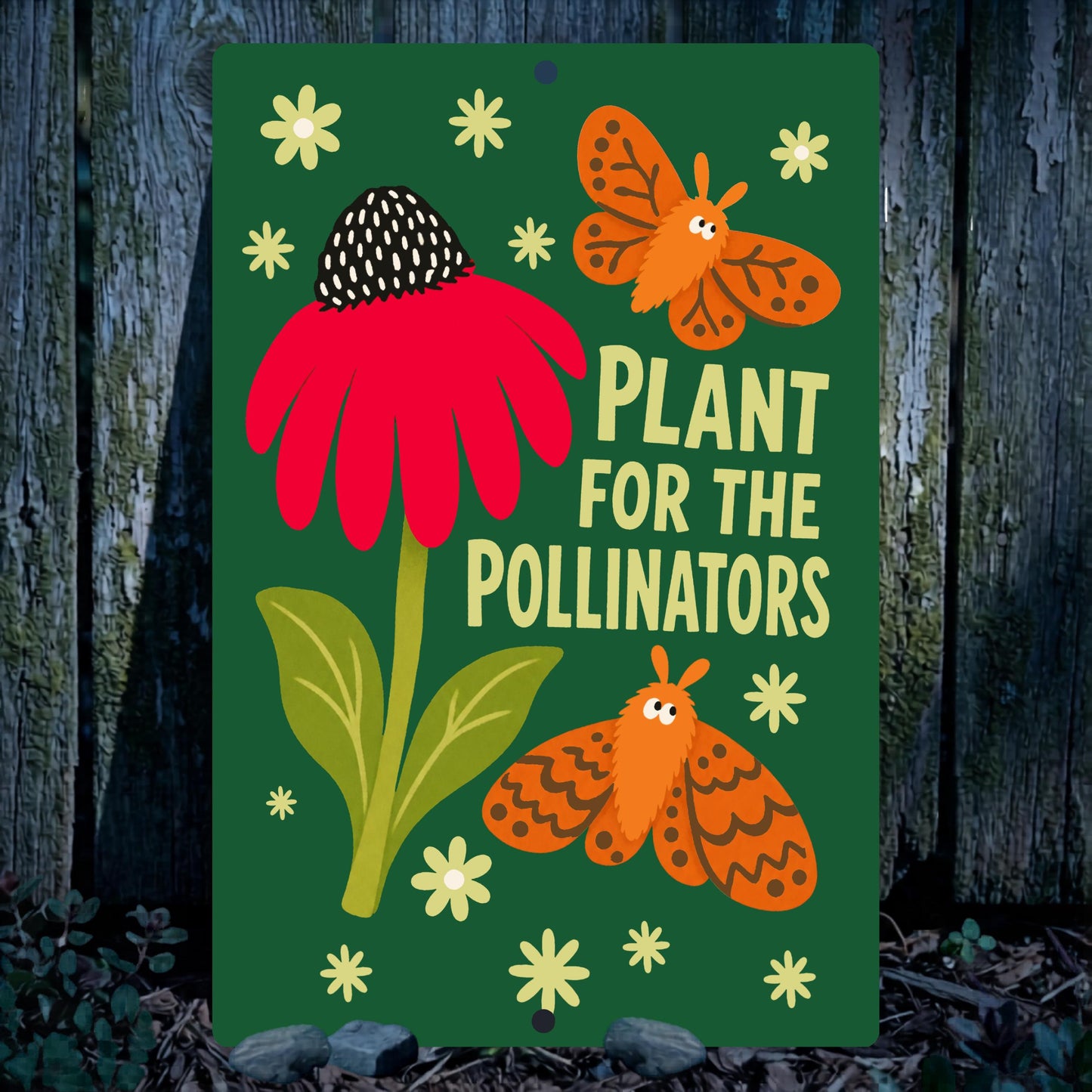 Plant For Pollinators Metal Sign - Outdoor Aluminum Yard Decor - Gift for Teachers