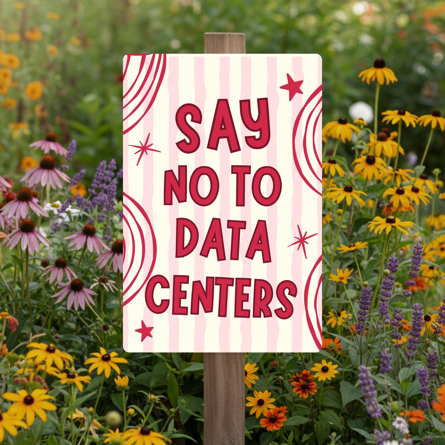 Say No To Data Centers Metal Sign - Anti AI Yard Art - Conservation Protest Sign - Outdoor Decor