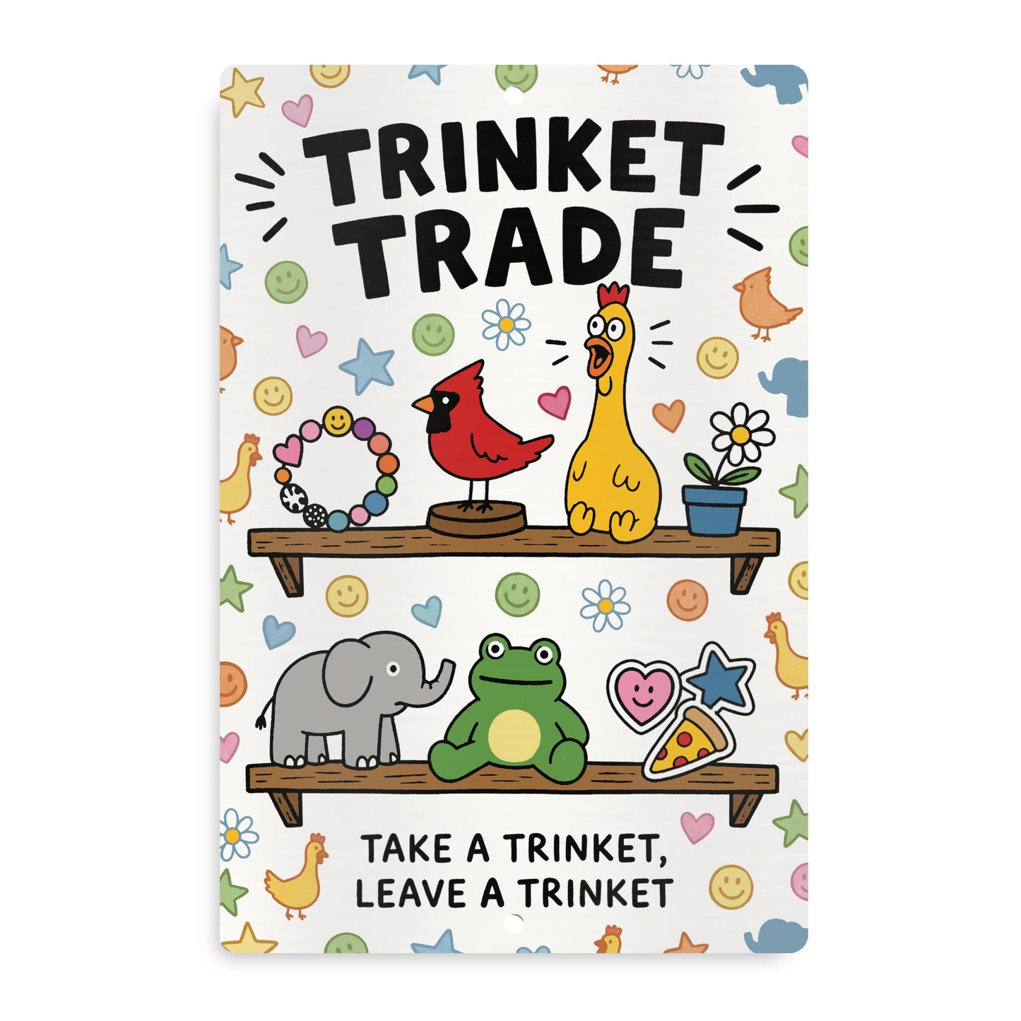 Trinket Trade Box Metal Sign - Outdoor Yard Art Decor - Community Trinket Shelf Library