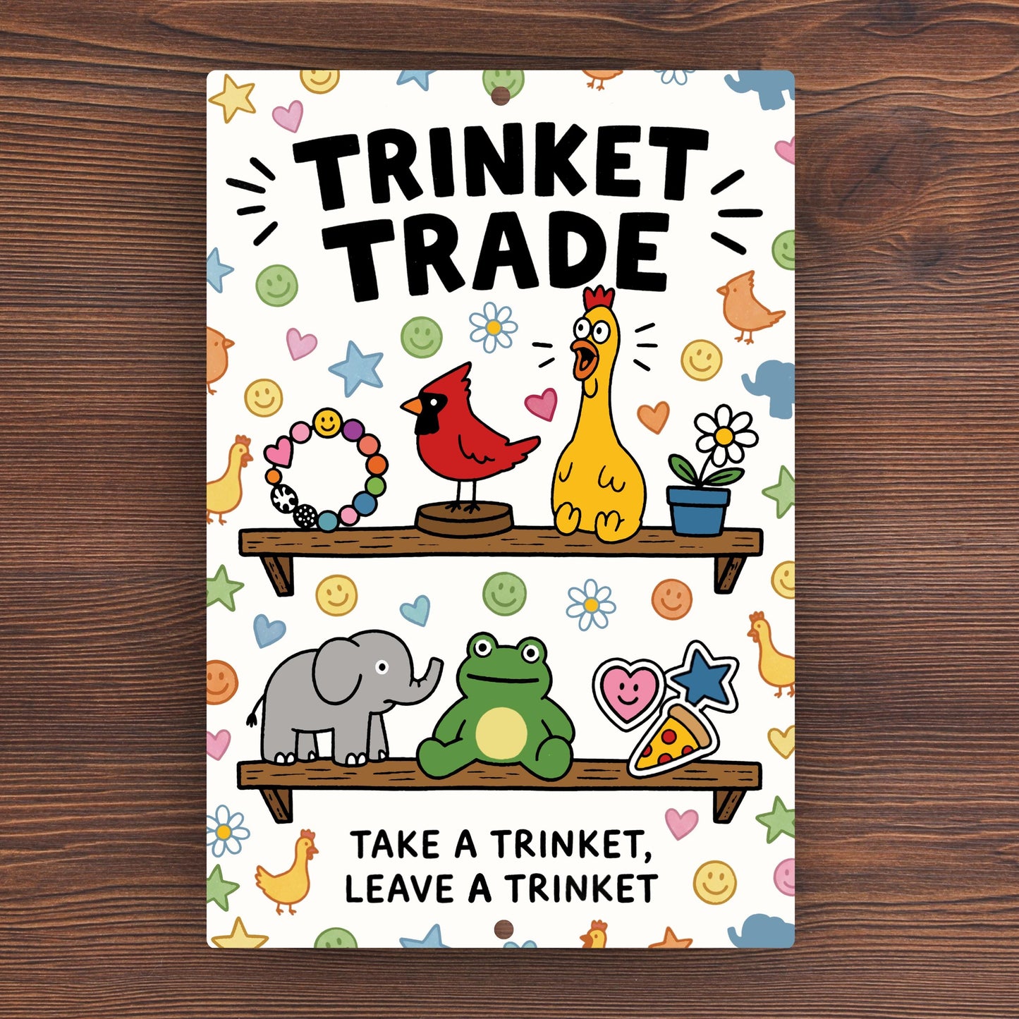 Trinket Trade Box Metal Sign - Outdoor Yard Art Decor - Community Trinket Shelf Library
