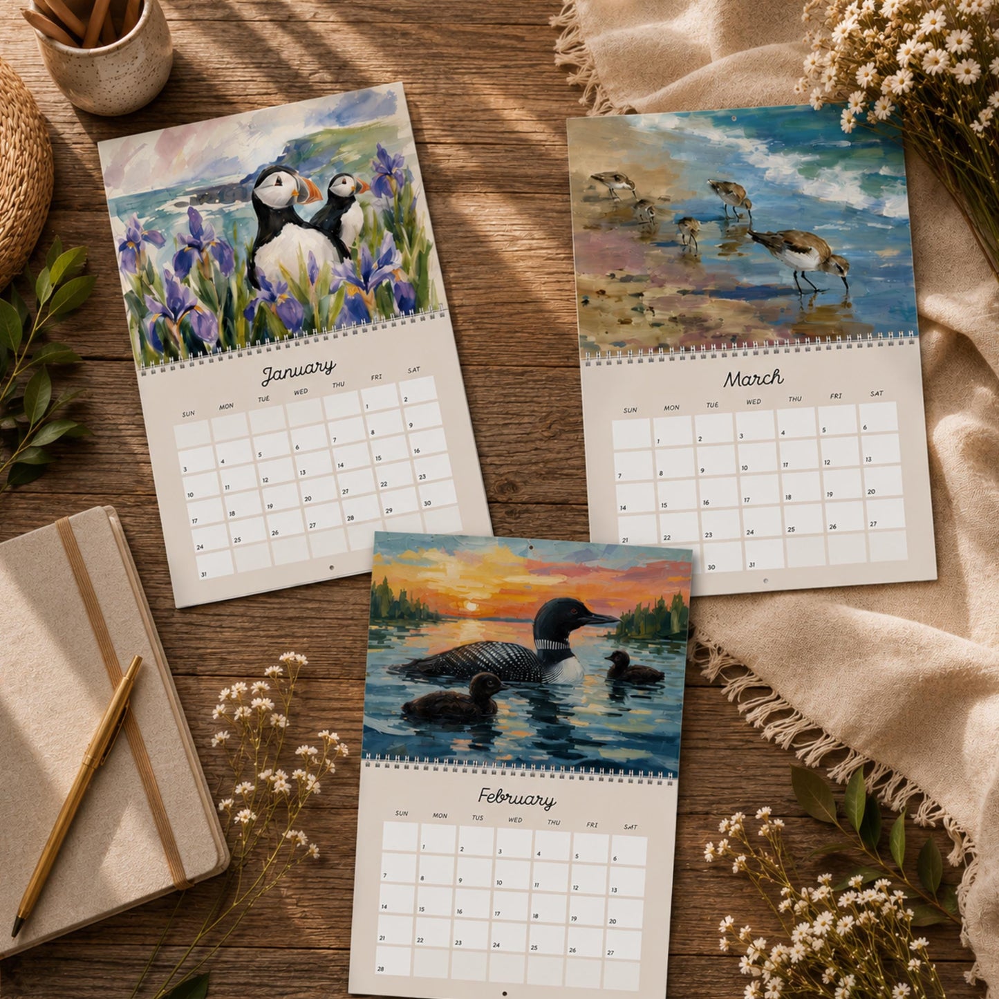 Seabirds & Shorebirds 2027 Wall Calendar - 12 Monthly Calendar - Gift for Birders