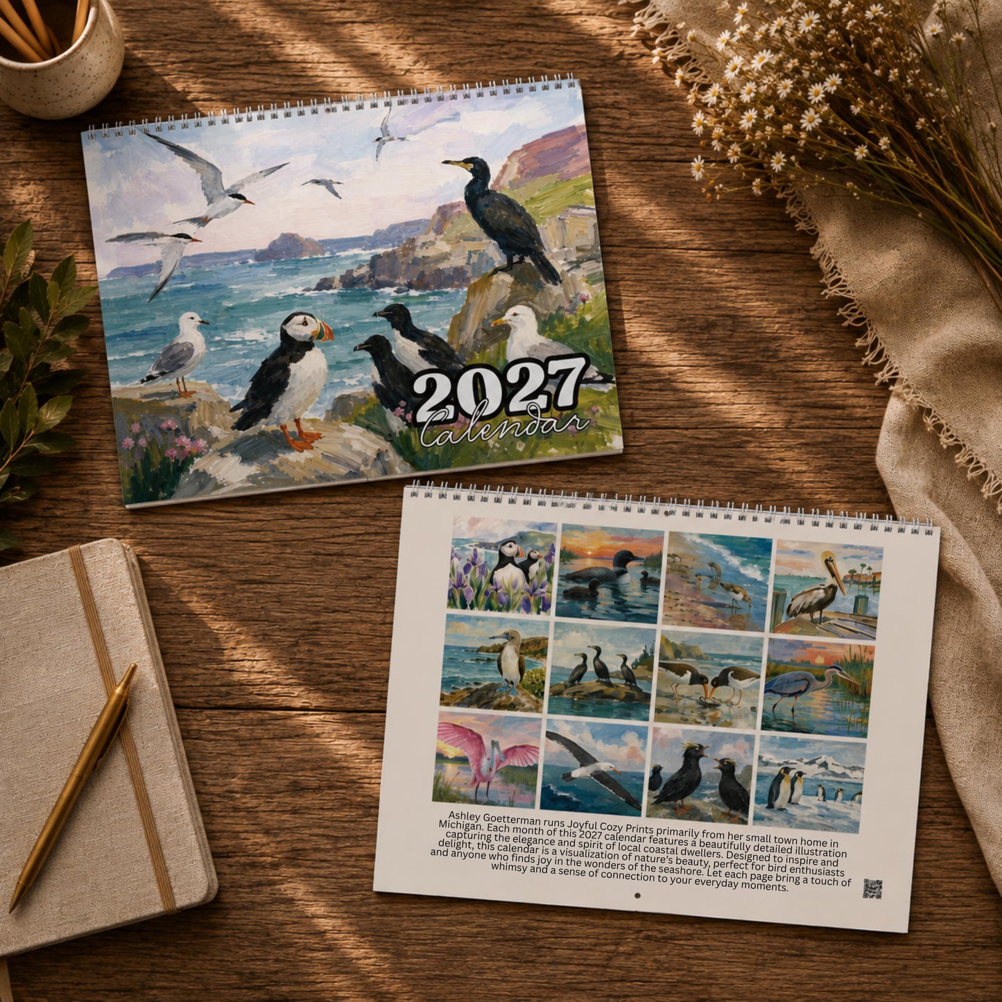 Seabirds & Shorebirds 2027 Wall Calendar - 12 Monthly Calendar - Gift for Birders